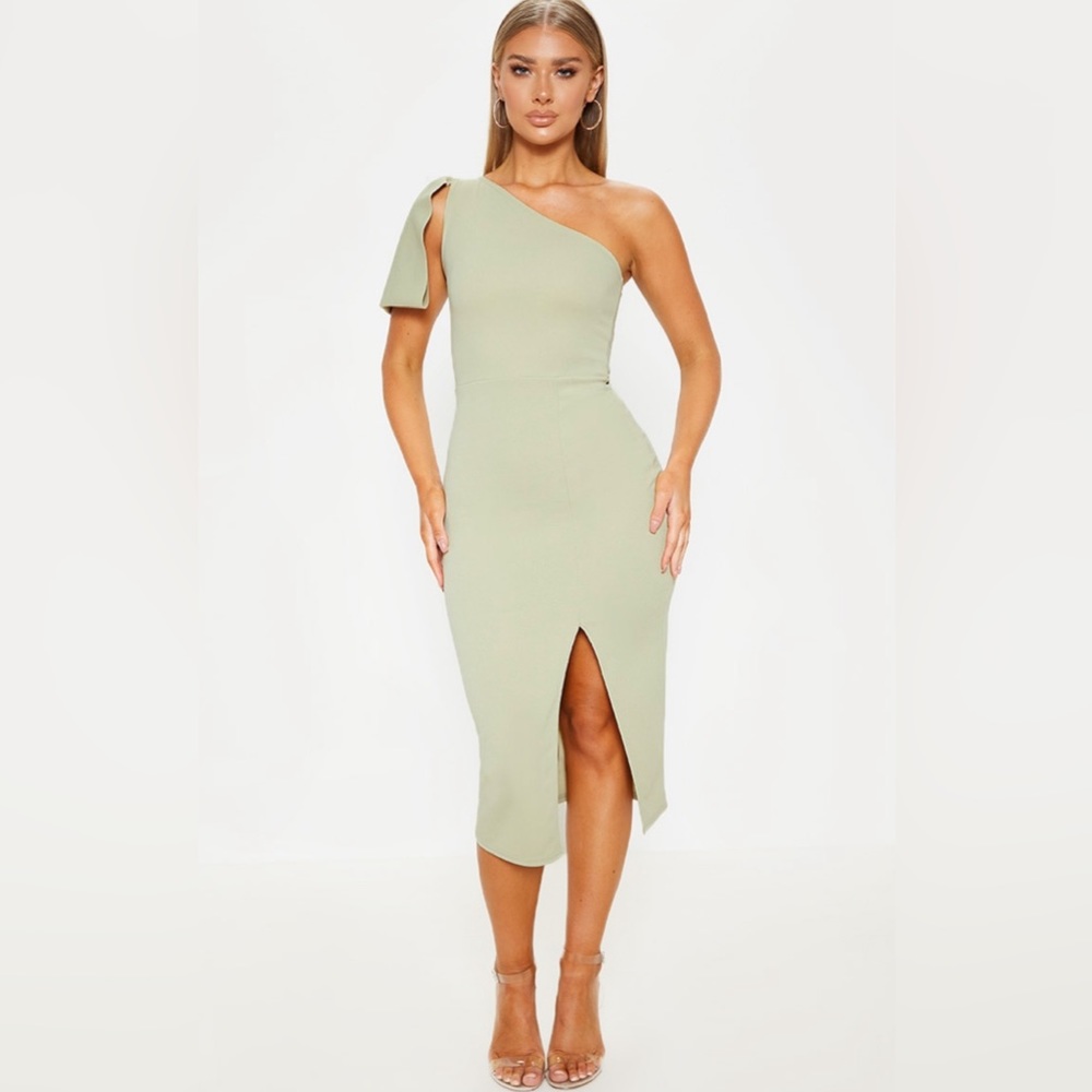 Pretty Little Thing One Shoulder Slit Midi Dress
